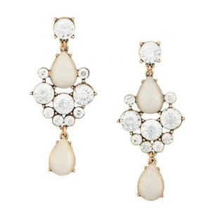 Custom Luxury Engagement Women Jewelry Baroque Pearl and Crystal Drop Statement Earrings