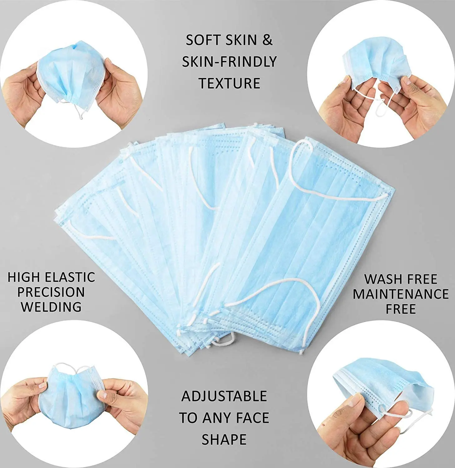 QIBU Health Stock Waterproof Surgical Mask 3PLY non-woven protective medical face mask