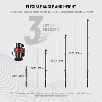 NEEWER 7.5ft/230cm Boom Pole Stand Portable Telescopic Aluminum Handheld Light Stand detail image