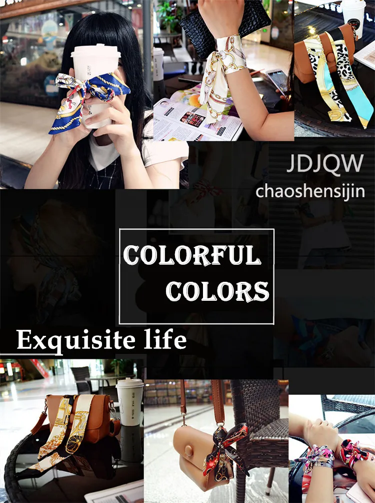 High Quality Designer Brand Women Hail Tie Scarf 100% Silk Twill Skinny Scarf