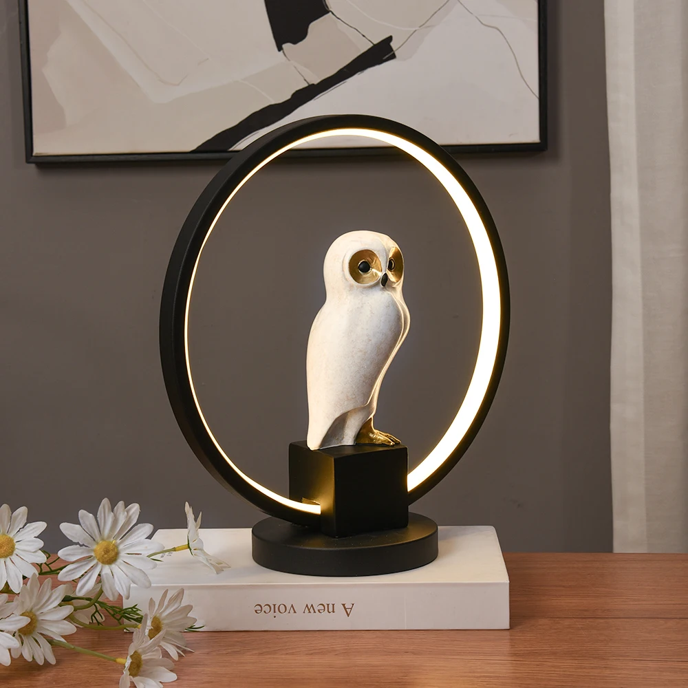 Newish Custom Creative 3D Animal Table Desk Lamp LED Christmas Kid's Room  Decor Luxury Owl Statue Night Light for Home