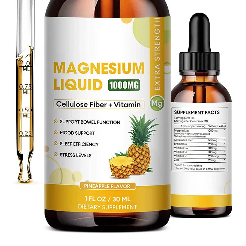 Oem Magnesium Drop Liquid Fiber Vitamin Magnesium Liquid Drops Promotes