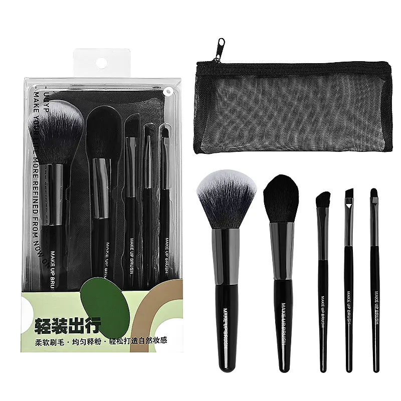 Professional 5Pcs Black Flat Makeup Brush Set High Quality Foundation Eyeshadow Blush Concealer with Bag Hbac86dae50b1485c9e124d9334517f9eI