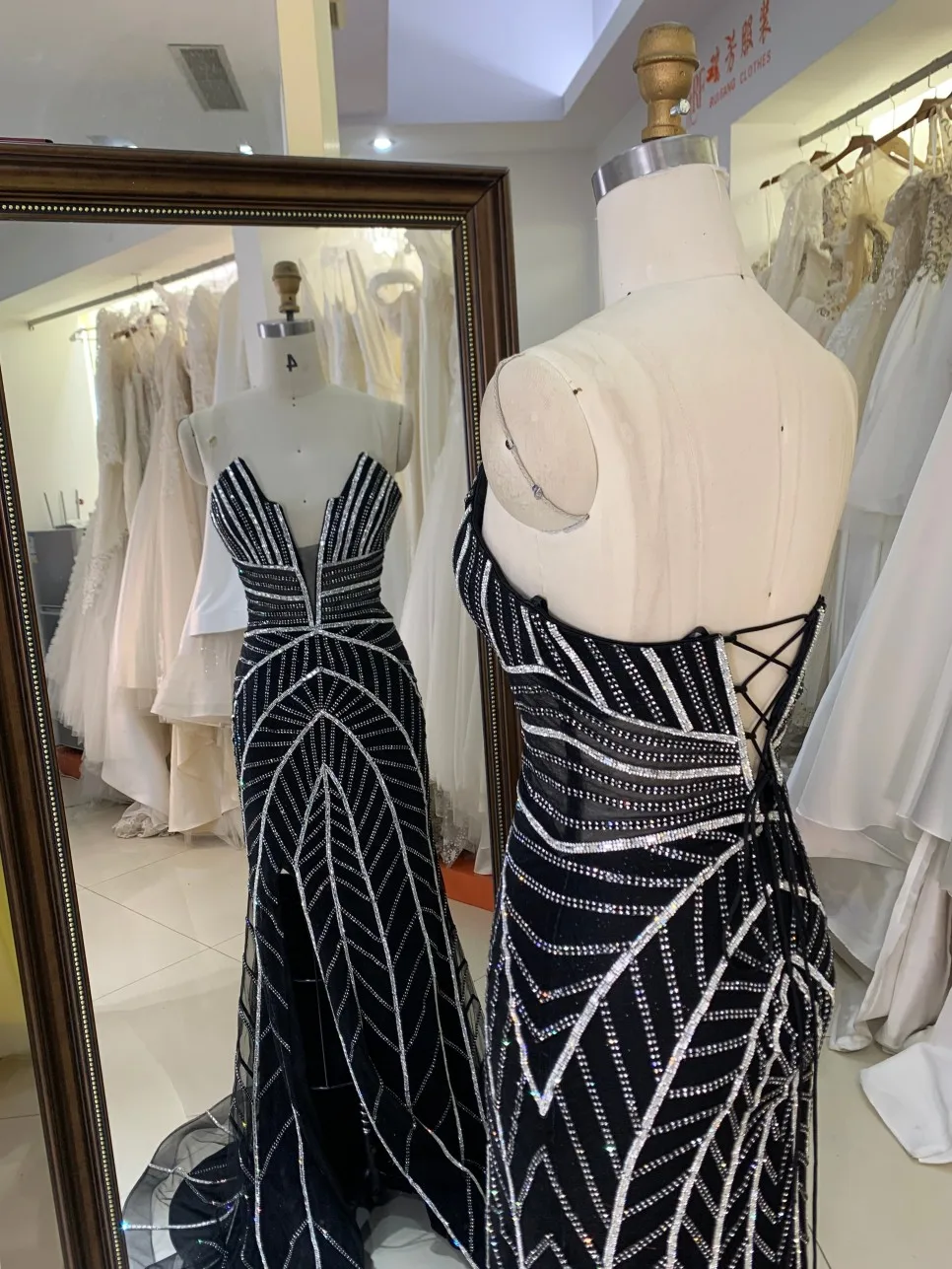 Wholesale Shiny Luxury Evening Dresses with High Slit Clubwear Evening Long Party Dress Sexy Dress for Women Night