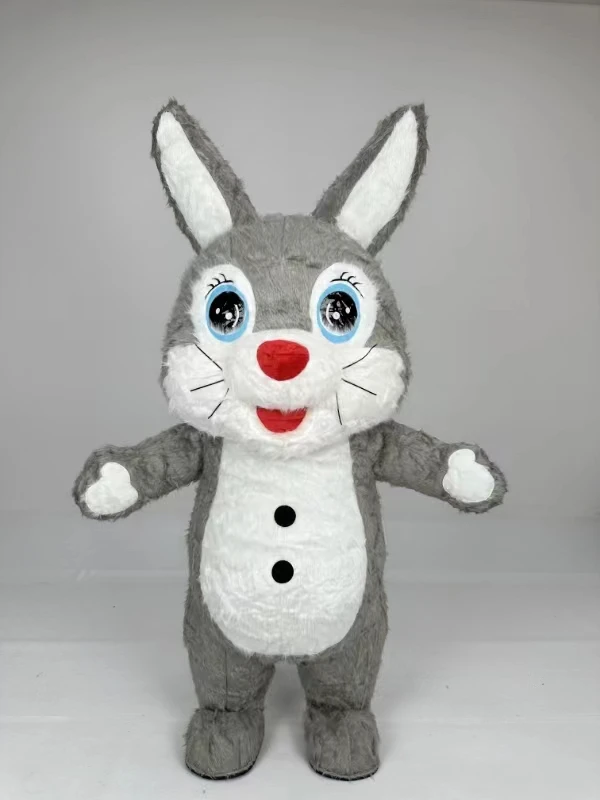 2025 Black Inflatable Plush Rabbit Mascot Costume China Supplier's Adult Easter Bunny Cosplay Style Animal/Anime