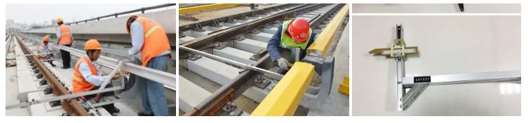 Third rail gauge contact rail ruler for railway metro inspection