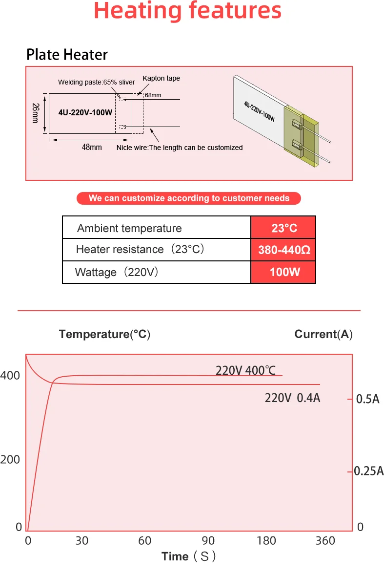 110v 220v Ultrasonic Cleaner Heater Alumina Mch Ptc Ceramic Heating
