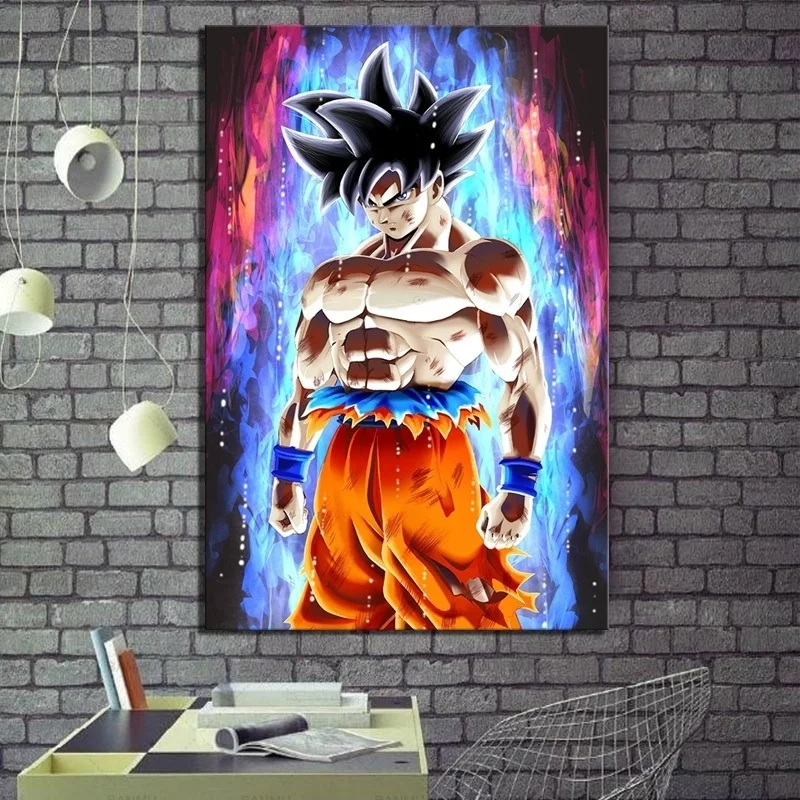 Arte de parede em tela estilo nórdico Dragon Ball Z Goku Anime