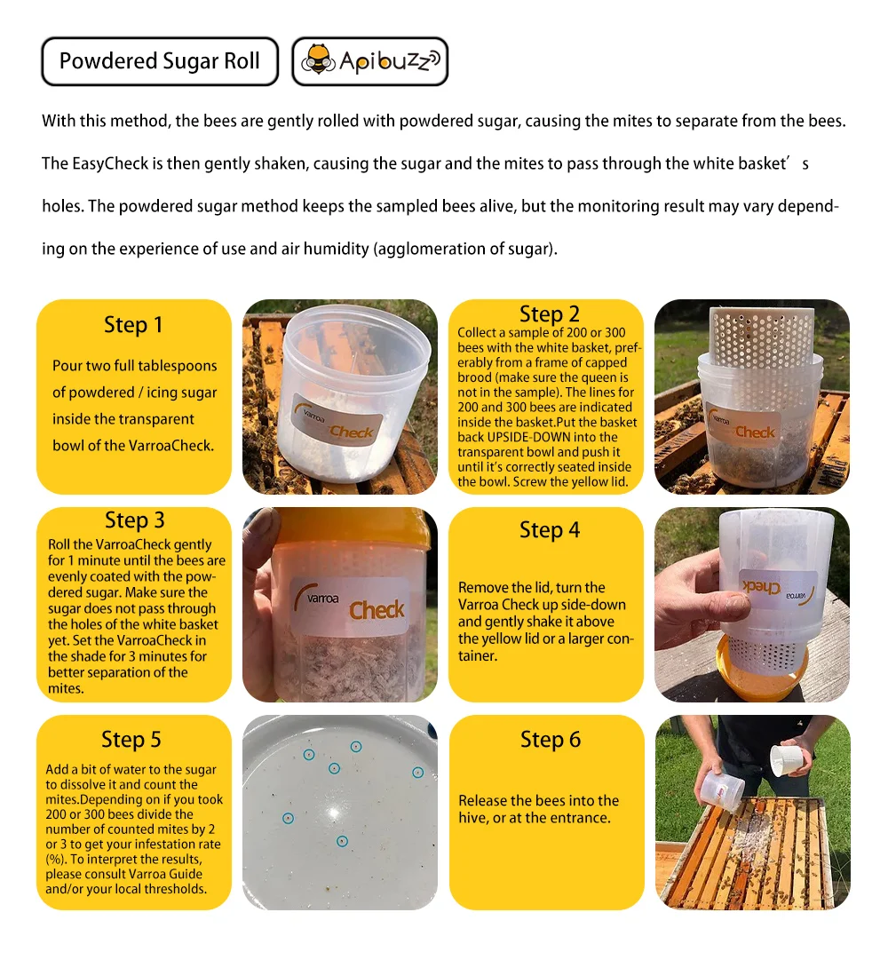 Bocal De Test Pour Acariens Varroa - Outil D'apiculture - Flacon Avec Couvercle Hermétique Pour Compter Les Parasites Des Abeilles