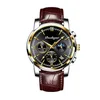 Silver gold black leather strap