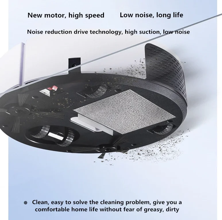 OEM White Plastic Robotic Vacuum Cleaner Slim Automatic Home Cleaning Sweeper Daily Schedule Feature for Hard Floors Pet USB