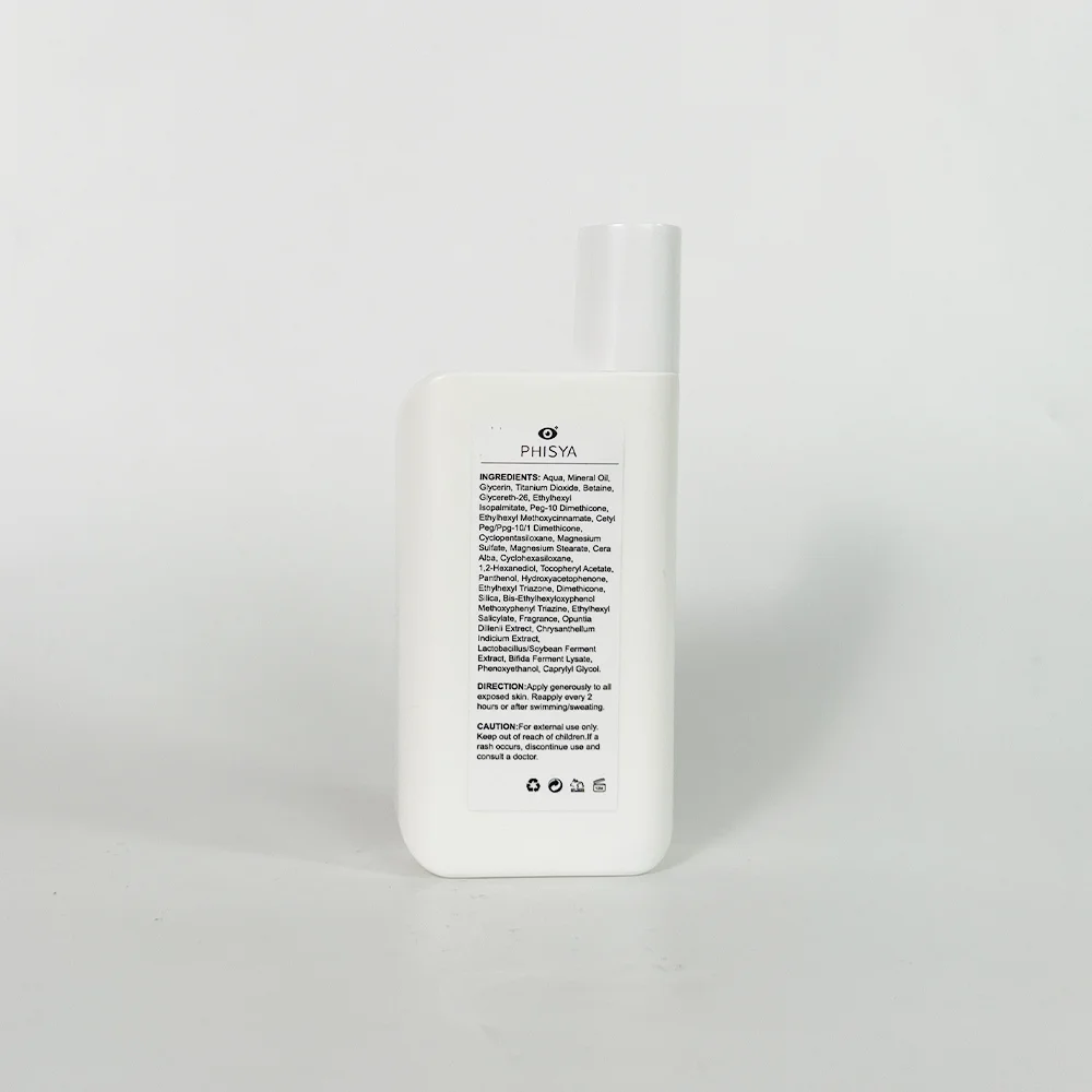 PHISYA Vegan SPF 50+ Sunscreen Lotion Waterproof and Anti-Sweat UVA UVB Block for Outside Activity Body Anti-Aging Property