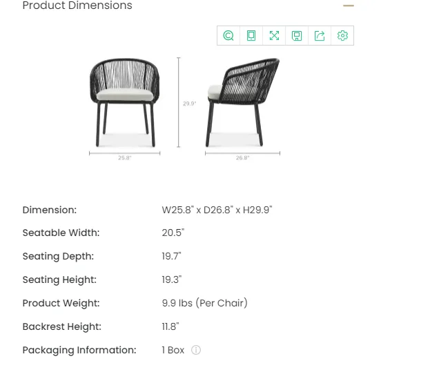 Simple design comfortable outdoor furniture hand-made thin woven rope solid wood garden armchair