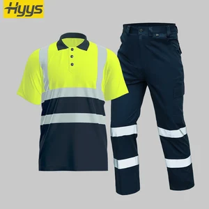 Summer Short Sleeve Quick Dry Polo T Shirts Reflective Strips Safety Work Clothes Construction Work Pants Custom Workwear