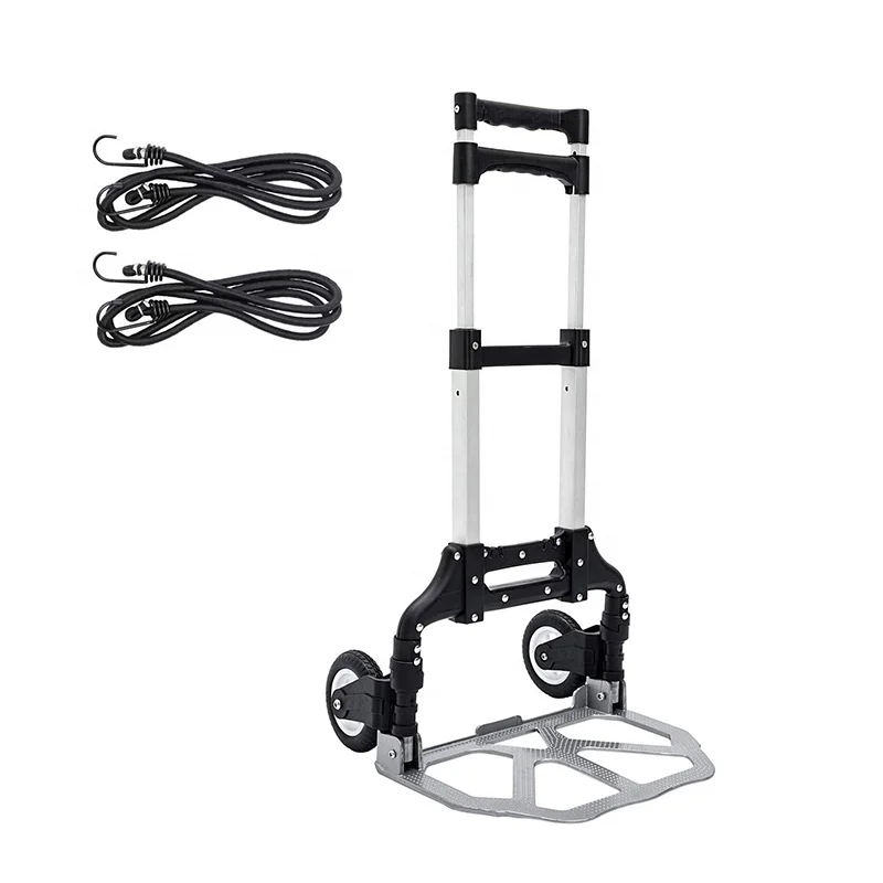 Factory Direct Sales 2-In-1 Portable Small Two Wheel Folding Aluminum Hand Truck Trolley Push Cart With Max Load Capacity