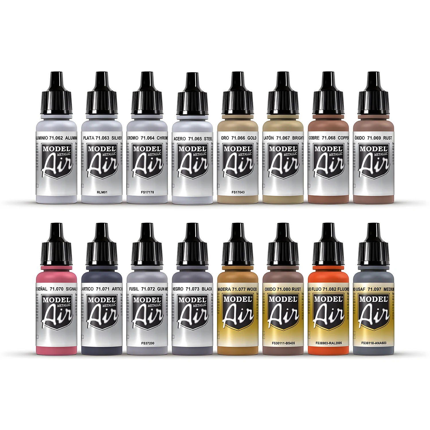 17ml  Hobby Model Paint Supplies Multicolor Model Air Paint Metallic Set 16 Colors