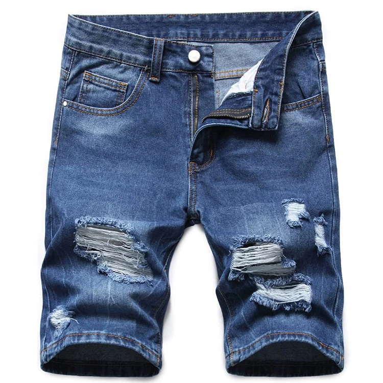 Best Quality Men's Denim Shorts Distressed Summer Slim Fit Fashion Ripped Casual Short Jeans for Men gallery 3