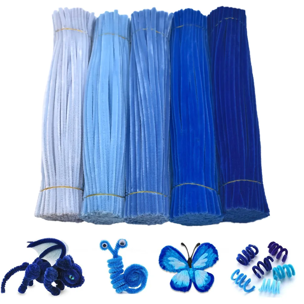 Wholesale 1000 Blue Fuzzy Wire Pipe Cleaners for Crafts