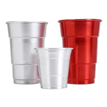 Custom Color Promotional Party Aluminum Drinking Cup Beer Metal Tumbler Disposable Aluminum Cup 12oz Recyclable Cup