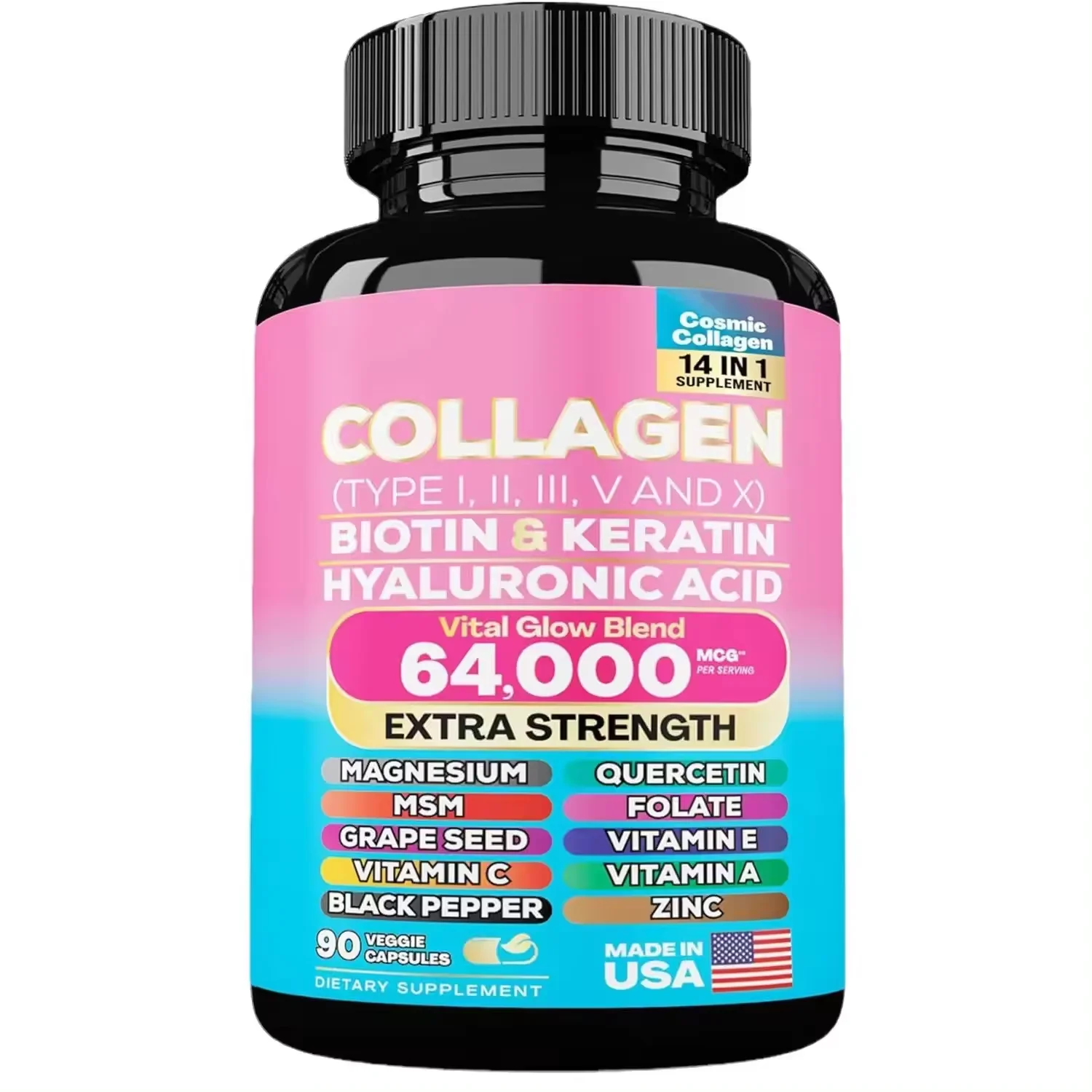 Collagen Biotin Keratin Hyaluronic Acid capsules Vital Glow Blend