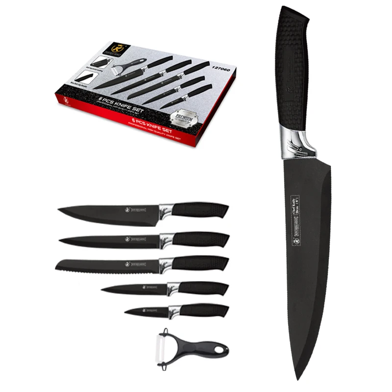 kitchen king Stainless Steel Knife Set, 6 Pieces - Black price in