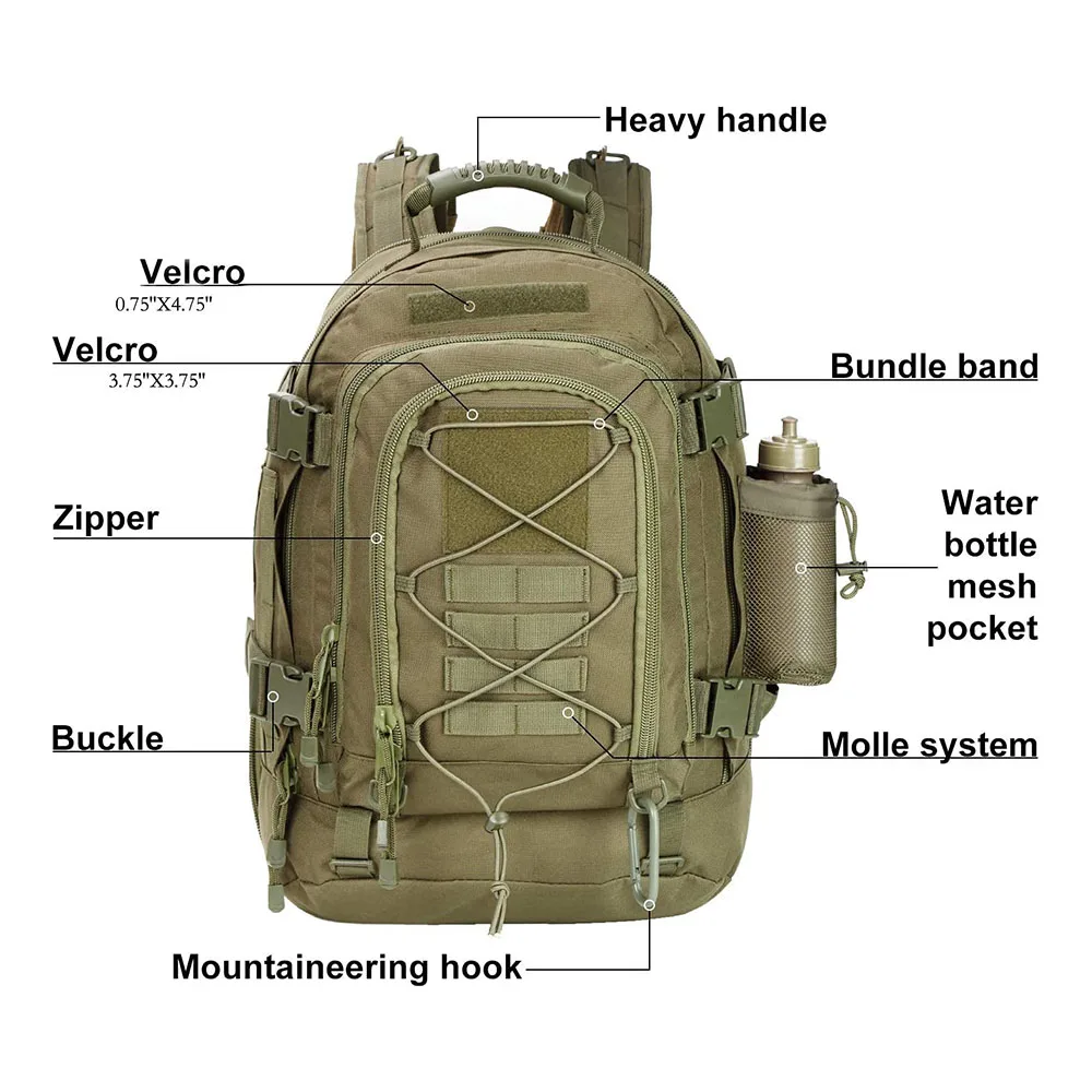 FREE SAMPLE Men's Backpack High Capacity Training Assault Backpack Walking Expandable Backpack