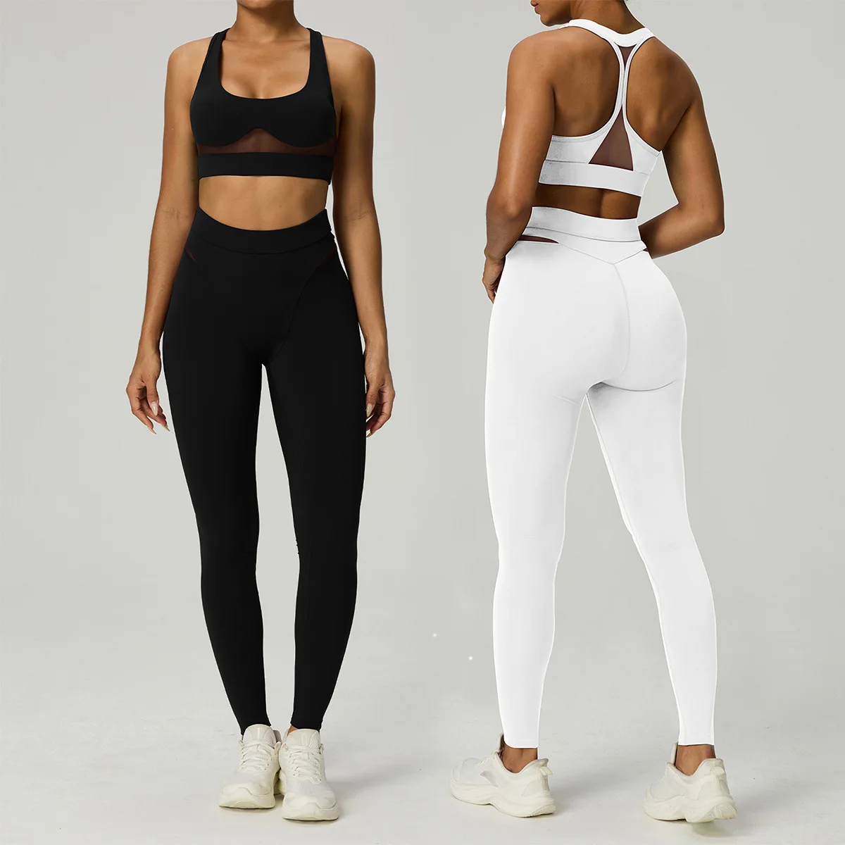 Lightweight Breathable Mesh Sports Bra & Leggings Set for Running Yoga Fitness Plus Size preview