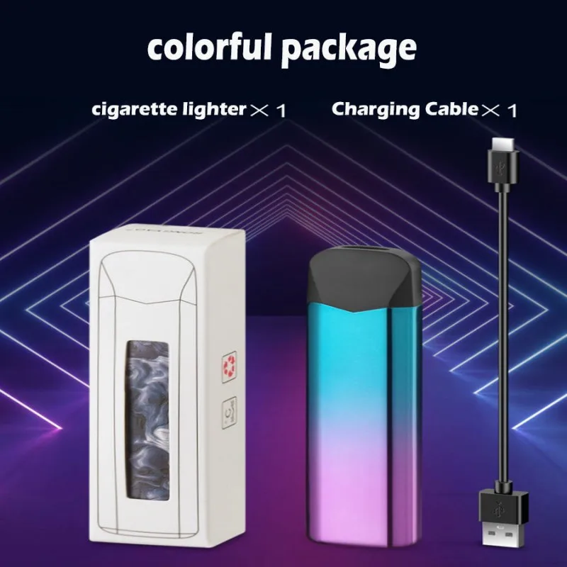 Smoking Shop Windproof Flameless Lighter Dazzling Color Typec Electric