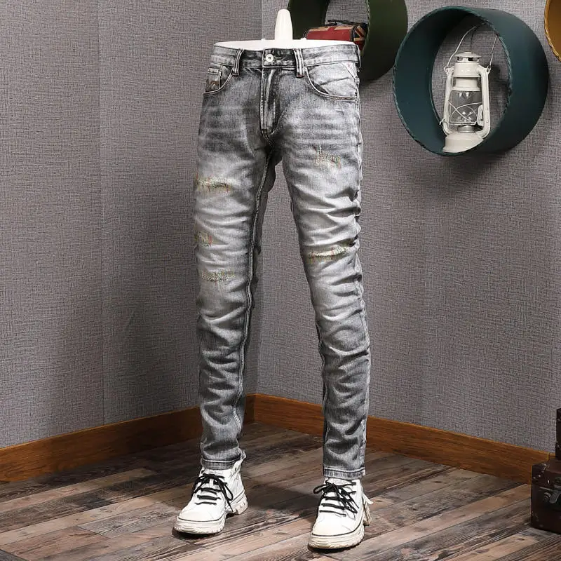 2023 New Men And Women Jeans Business Straight Sleeve Elastic Loose ...