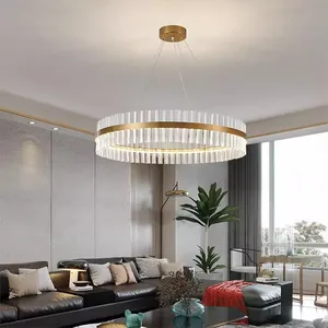 Luxury Living Room Light Hotel Led Lamp Large Round Ceiling Mounted Lighting Pendant Lights Crystal Chandelier