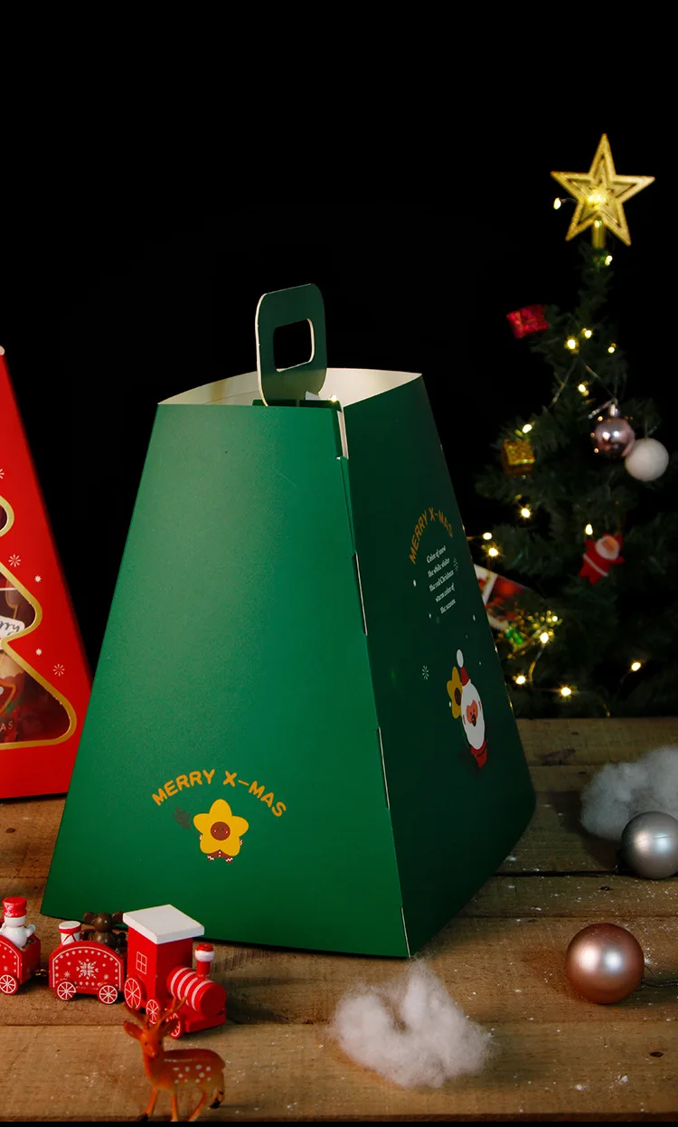 Christmas Tree Three Layers Dessert Cupcake Transparent Packaging Cake