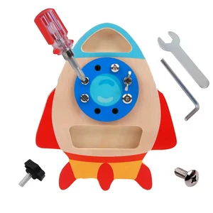 CPC CE Best Selling Nut Rocket Montessori Screwdriver Board Set Wooden Learning Sensory Toys for 3 4 5 Year Old Kids and Toddler