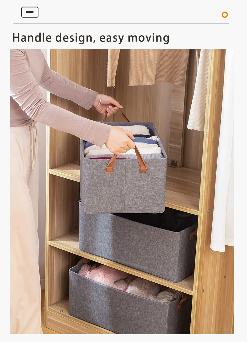 Linen Foldable Collapsible Steel Frame Storage Boxes 26kg Capacity for Home Clothing Household Items Modern Style Closet details