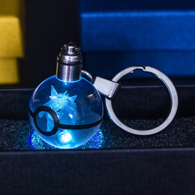 30mm Crystal Pokeball Keychains with LED Light - Wholesale