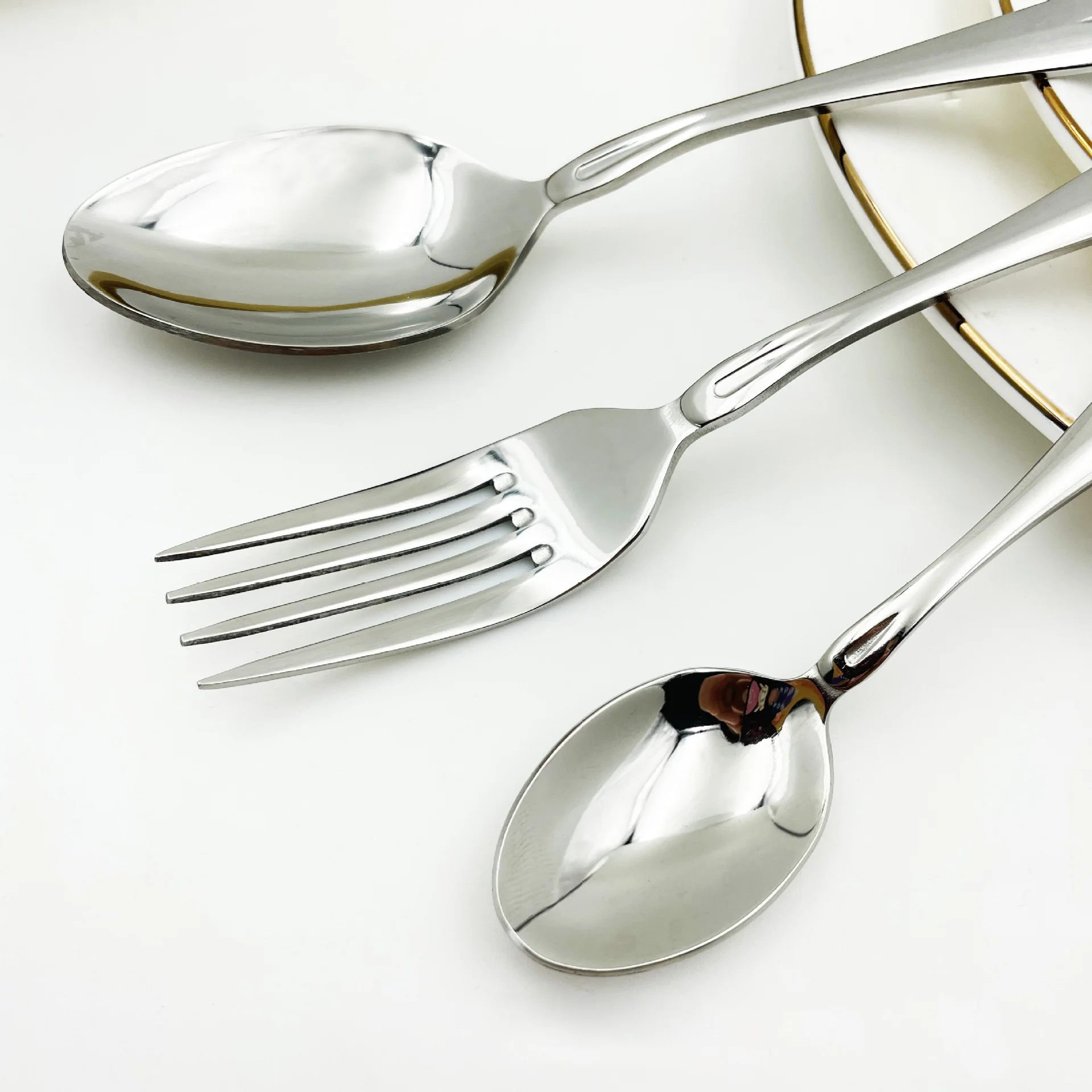 Bulk Blanks a Besteck Custom logo Dinner Fork Spoon Knife Silverware Stainless Steel Flatware Set