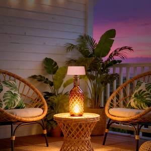 Construction Modern Design Modern Pink Solar & Battery Powered Wireless LED Wine Bottle Lamp with Touch Control