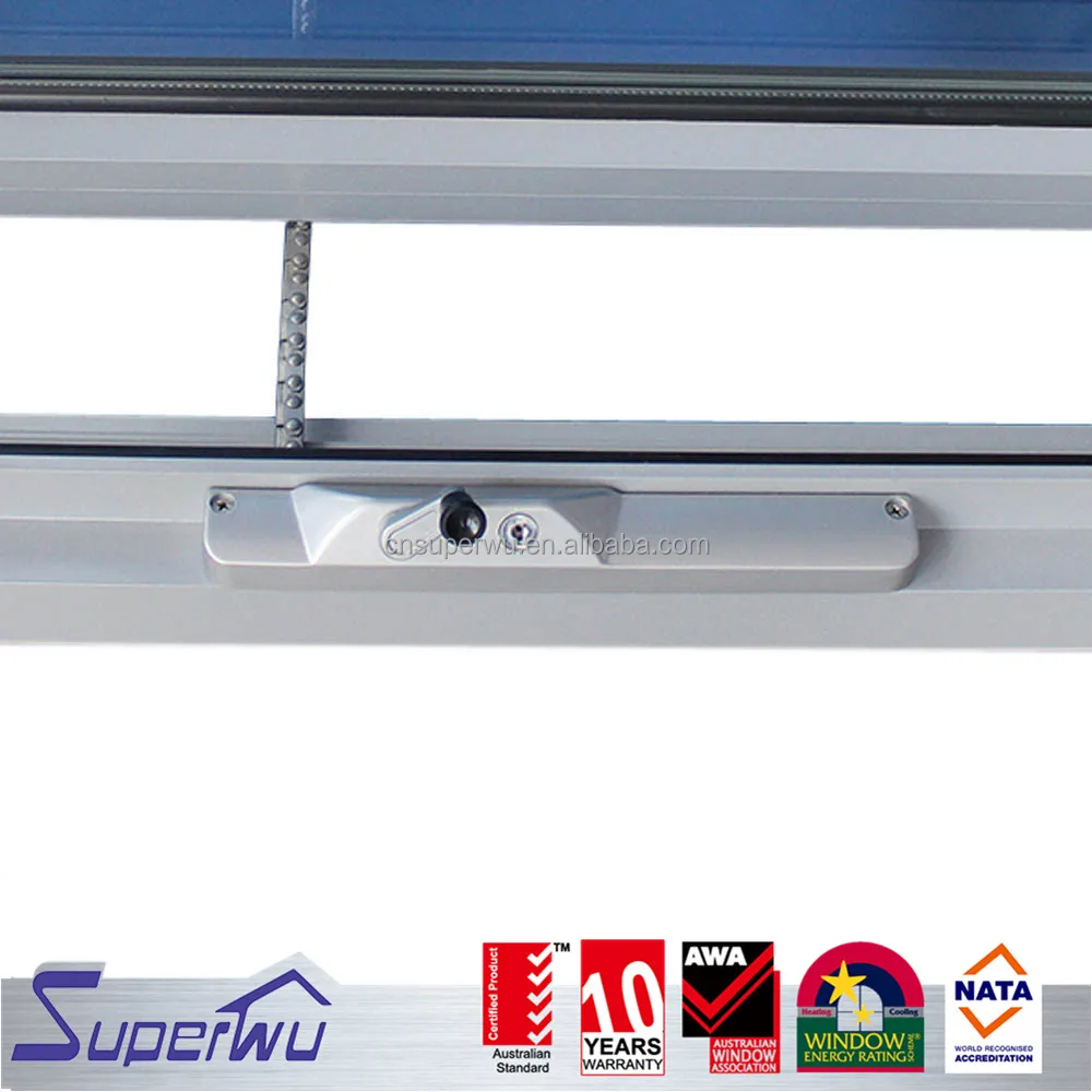 Australian Standard Top Sale Winder Chain lock Tempered Glass Awning Aluminum Windows