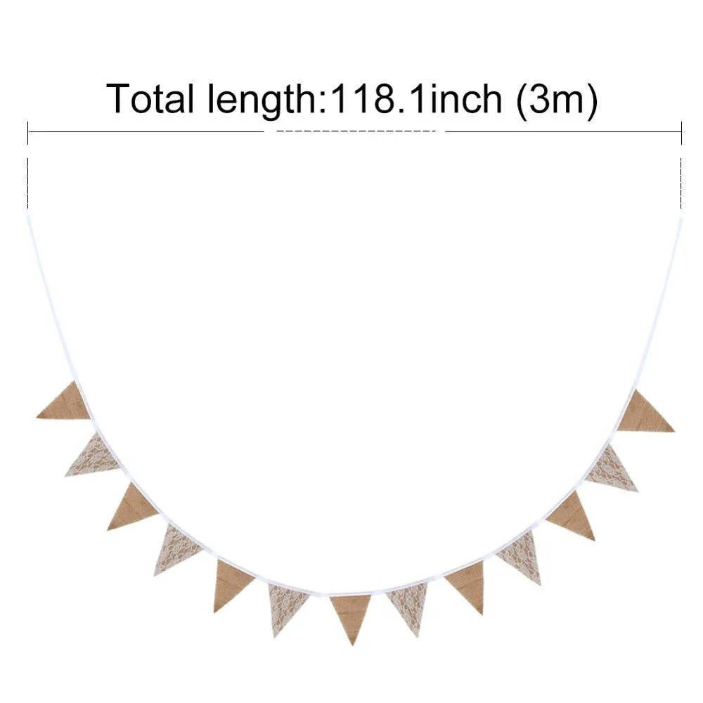 Guirlande De Mariage En Toile De Jute Et Dentelle – 3 Mètres – Style Champêtre – Neuf
