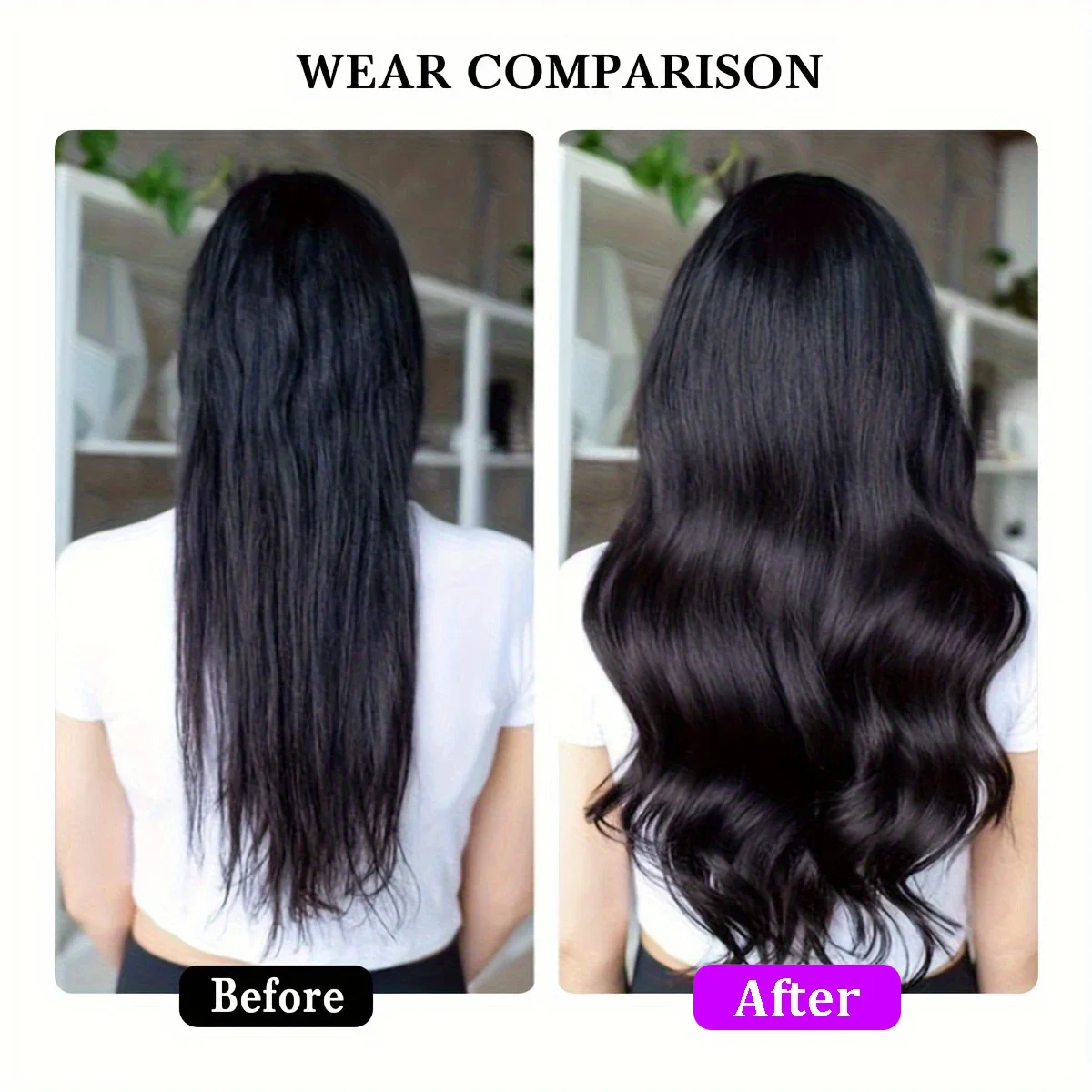 Extensions de cheveux humains à clips Body Wave en cheveux humains brésiliens véritables couleur naturelle #1B 120 g/ensemble_voghion.com