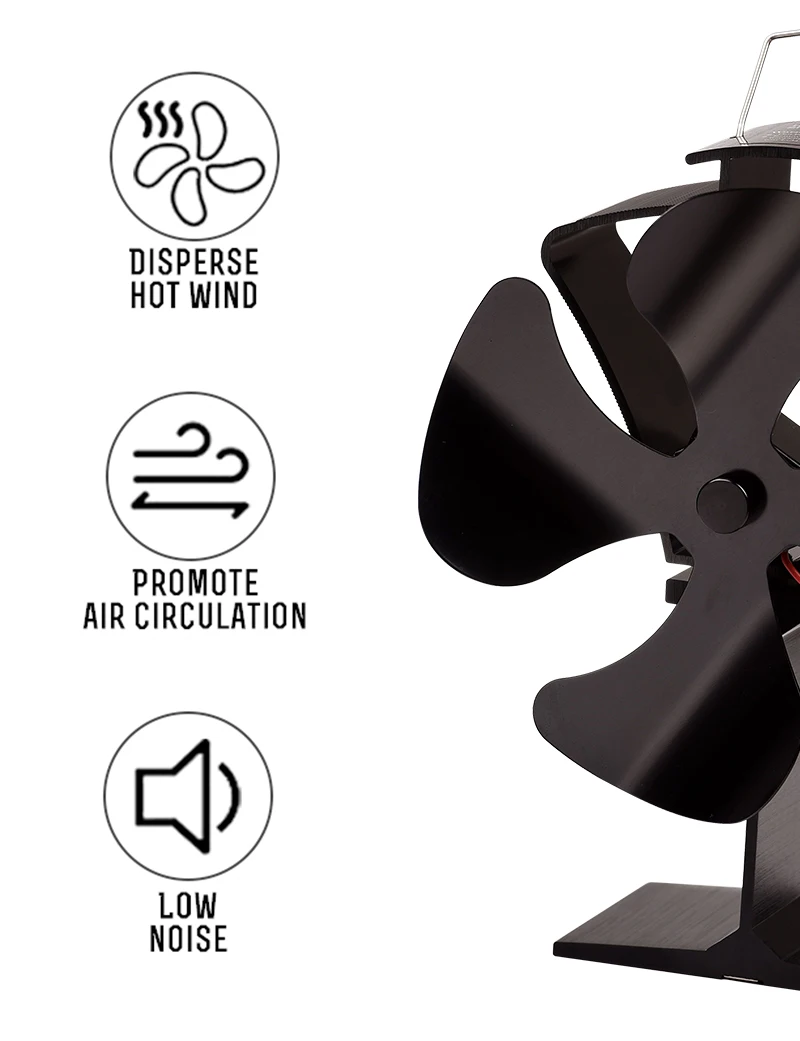 Voda Wood Burning Heat Stove Fan Heat Powered Stove Top Fan Portable