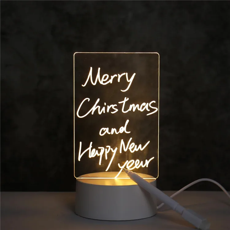 Multicolored  Children Lamp Desktop Message Writing Board Night Light  Erasable Acrylic Sheet Night Light