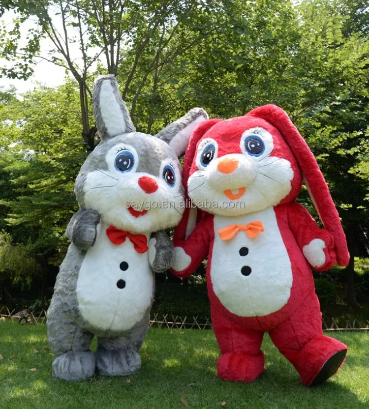 Grass Green Long Furry Short Eared Bunny Mascot Costume 2m Inflatable Easter Hare Rabbit Costume Suits for Performance