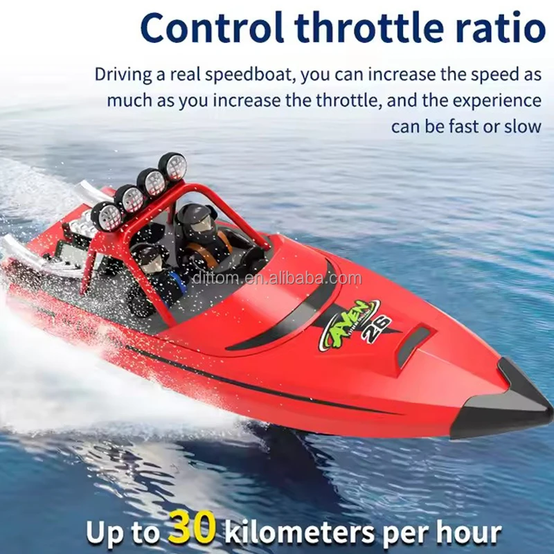 Bateau à Réaction RC Turbo 20+ KPH – Jet Ski 2,4 GHz Avec 2 Batteries, LED, Alarme – Vert – Pour Piscine, Lac, Rivière – Adulte