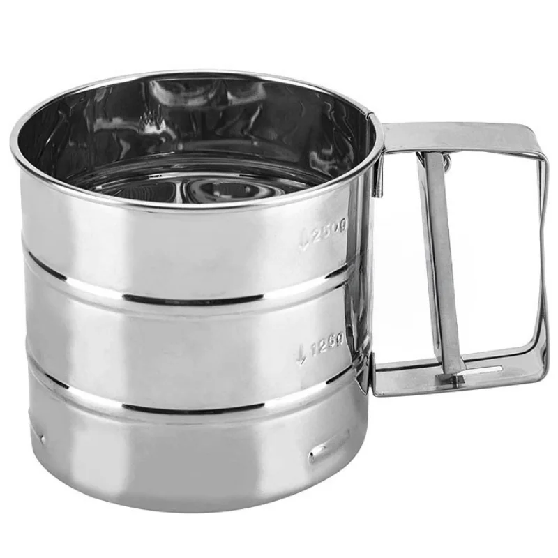 Wholesale Flour Sifter Stainless Steel Baking Fine Mesh Rotary Hand Crank for With One Press