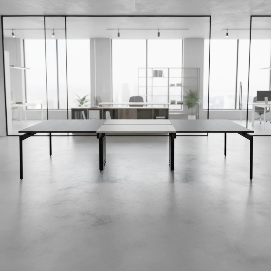 Modern Durable Foldable Boardroom Table with Wood Top and Steel Legs for Commercial Office Use 2