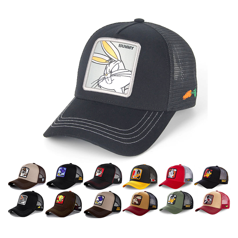 Wholesale Animal Cartoon Embroidered Personalized Custom Logo Sports Baseball Cap Mesh Trucker Hat for Adult