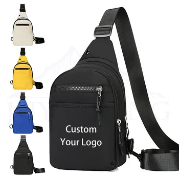 Custom logo fashion Casual sport small sling shoulder Bags waterproof oxford running crossbody Chest Bag for Men And Women