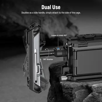NEEWER 2 in 1 Top Handle/Side Handle, Camera Cage Video Rig Handle with 360 Rotatable NATO Rail Clamp, 1/4" Threads, Cold detail image
