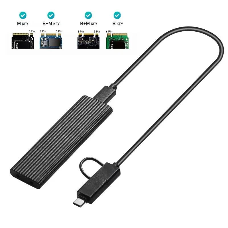 If you are searching for a supplier of a product with perfect quality control and highly competitive prices, which gives you an advantage in expanding your local market, then contact us now! Competitive suppliers of M.2 Ngff Nvme 2 in 1 Enclosure Nvme Enclosure Metal case B m Key M.2 Ngff Ssd to 2.5 Sata case Ssd Pcie to Usb 2280