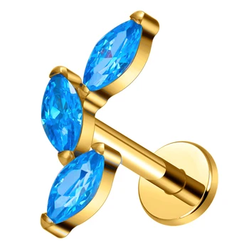 ASTM F136 Titanium 16G Ear Nose Studs Marquise Zircon Top Conch Helix Daith Stud Cartilage Earrings Body Piercing Jewelry